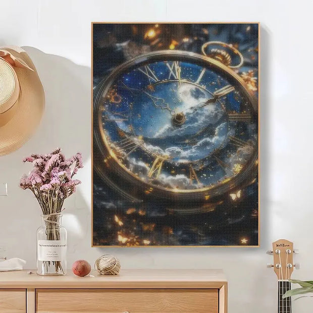 SDOYUNO Diamond Mosaic Landscape Clock Diamond Painting Cross Stitch Full Round Drill Embroidery Bedroom Decoration