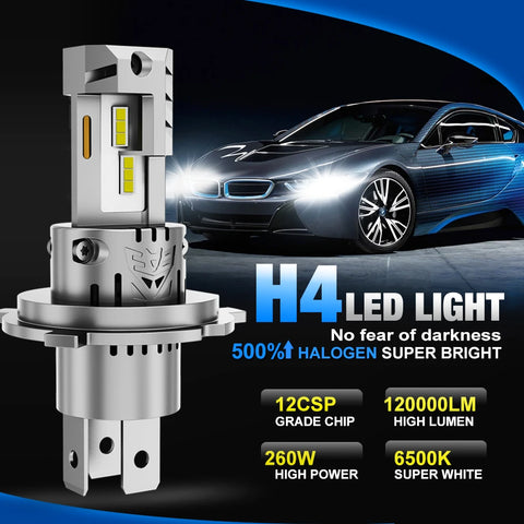2pcs 30000LM H4 LED Headlight Bulbs Canbus HKit H7 Mini Wireless 3570 CSP High Low Beam Car Light Turbo Led Lamps 12V 6500K