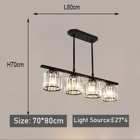 Nordic Modern Luxury Crystal Chandelier Three-Head Restaurant Light for Bar Living Room Hanging Light Fixture