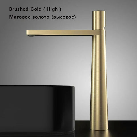 Modern Basin Faucet Brushed Gold Brass Bathroom Mixer Faucet Grey Washbasin Faucet Single Handle Single Hole Wash Sink Water Tap