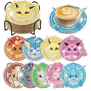 6/8/9/12pcs DIY Pokémon Diamond Painting Cousters Cute Cartoon Rhinestones Art Mosaic Cup Pad Table Placemat Home Decor Gift