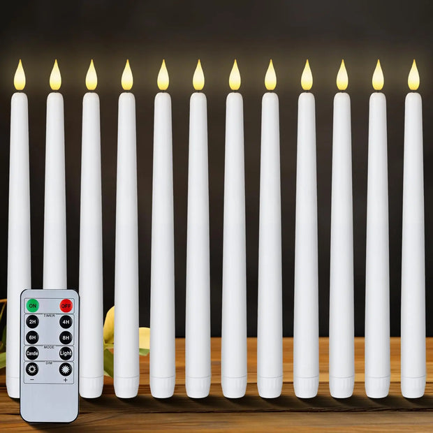 Flameless Flickering Taper Candles with/without Remote Control Timer Dimmer Battery Operated Candlesticks for Christmas Wedding