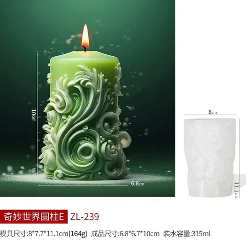 Blooming peony flower relief cylindrical candle silicone mold flower cylinder resin silicone mould Blooming peony gypsum molds