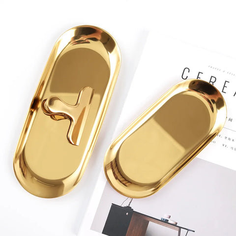 Modern Simple Metal Stainless Steel Storage Tray Jewelry Display Tray Shooting Props Trinkets Display Box Multi-functional