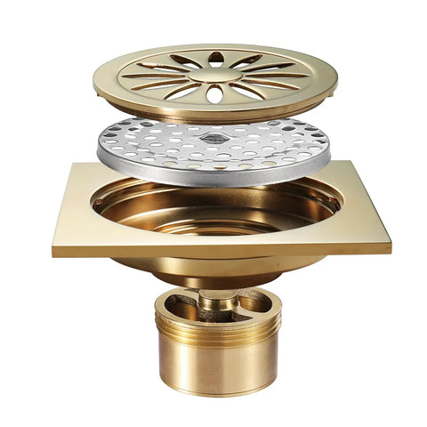 Modern Classic Design Electroplated Champagne Gold Floor Drains Bathroom Accessories Bathroom Floor Drain Hidden Installation