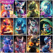 MomoArt DIY Diamond Painting Dinosaur Animal Cross Stitch Kits Mosaic Dragon New arrival Embroidery Cartoon Handmade Gift