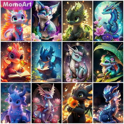 MomoArt DIY Diamond Painting Dinosaur Animal Cross Stitch Kits Mosaic Dragon New arrival Embroidery Cartoon Handmade Gift