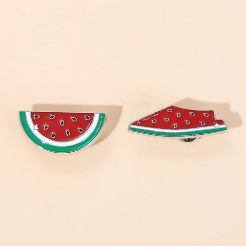 Cute Watermelon Enamel Pin Summer Fruit Shaped Brooch Bag Decoration Badges Women Lapel Pin Jewelry Gift