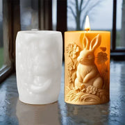 Bear hug jar relief cylindrical candle silicone mold cute squatting Rabbit Squirrel resin mould bee flower cement gypsum molds