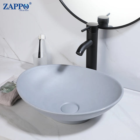 ZAPPO Commercial Bathroom Vessel Sink Large Vessel Sink Bowl With Faucet Above Counter Top Oval Bowl Sinks For Bathroom,Hotel