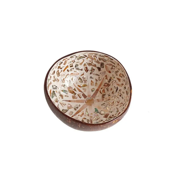 Seashell Inlay Painted Coconut Shell Bowl Handmade Natural Materials Entryway Key Storage Tray Eco-friendly Durable Candy Bowl