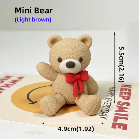 Bear Cake Topper Blowing Candles Bear Beige Brown Balls Gift Boxes for Kids Happy Birthday Cake Toppers Ins Style Cake Deoration