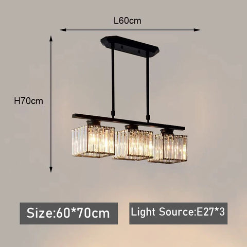 Nordic Modern Luxury Crystal Chandelier Three-Head Restaurant Light for Bar Living Room Hanging Light Fixture