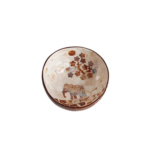 Seashell Inlay Painted Coconut Shell Bowl Handmade Natural Materials Entryway Key Storage Tray Eco-friendly Durable Candy Bowl