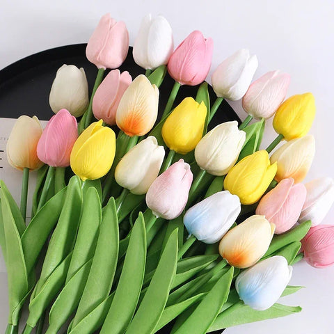 10pcs Tulip Artificial Bouquet Artificial Flower Wedding Bridal Bouquet Outdoor Home Garden Bouquet Party Vase Decorative Plant