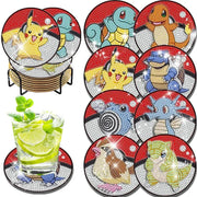 6/8/9/12pcs DIY Pokémon Diamond Painting Cousters Cute Cartoon Rhinestones Art Mosaic Cup Pad Table Placemat Home Decor Gift