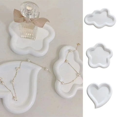 Luxury Background Props Flower Jewelry Dish Resin Creative Jewelry Tray Holder Durable Ins Necklace Display Tray Craft Show