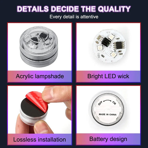Wireless Adhesive LED Car Interior Ambient Light Remote Control Decoration Auto Roof Foot Atmosphere Lamp Bicycle Tail Light