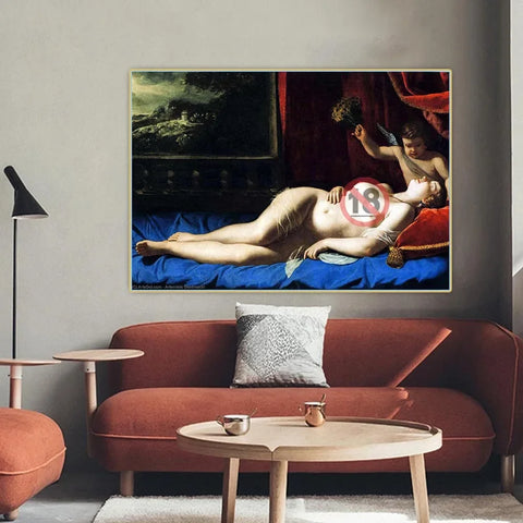 Artemisia Gentileschi " Venus And Cupid Sleeping " Canvas Oil Painting Aesthetics Artwork Picture Poster Backdrop Home Decor