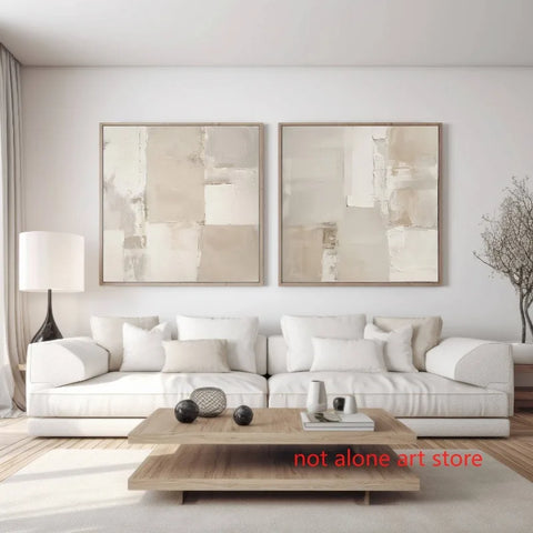 Abstract Beige Blocks Style Modern Minimalist Art Poster Canvas Painting Wall Prints Picture for Living Room Home Decor