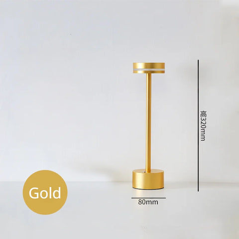 LED touch switch table lamp rechargeable aluminum lamp bedside table bedroom three-color dimming restaurant bar atmosphere lamp