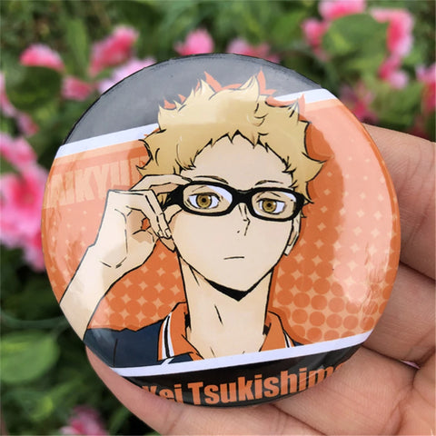 Anime Haikyuu!! Karasuno Shoyo Hinata Tobio Kageyama Daichi Sawamura Daichi Sawamura Cosplay Badge Pin SPTE Tinplate Brooch Prop