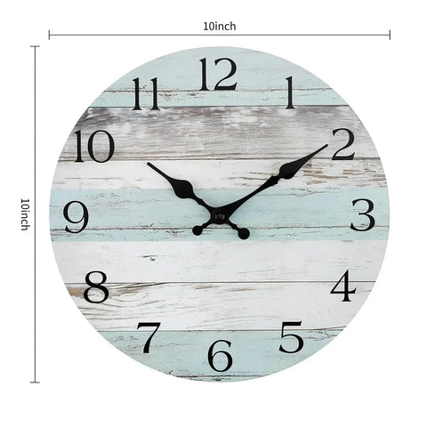 10Inch Silent Non-Ticking Wall Clocks , Coastal Country Style  for Living Room, Kitchen, Bathroom, Bedroom, Laundry Room