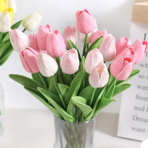 10pcs Tulip Artificial Bouquet Artificial Flower Wedding Bridal Bouquet Outdoor Home Garden Bouquet Party Vase Decorative Plant