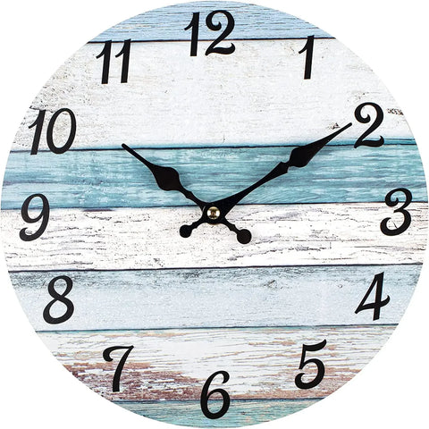 10Inch Silent Non-Ticking Wall Clocks , Coastal Country Style  for Living Room, Kitchen, Bathroom, Bedroom, Laundry Room