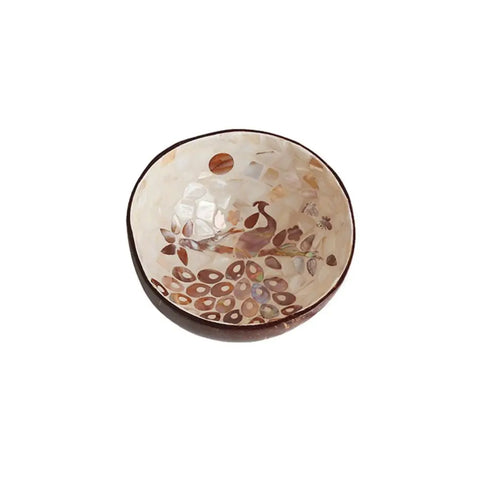 Seashell Inlay Painted Coconut Shell Bowl Handmade Natural Materials Entryway Key Storage Tray Eco-friendly Durable Candy Bowl