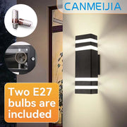 Wall Lamp Outdoor led Lights Waterproof up Down Decor Garden Lights IP65 110V 220V Outdoor Wall Light with 2PCS E27 Bulbs
