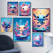 Cartoon Animation Axolotl Adventures  5D  Diamond Painting Cute Adventure Creatures DIY Mosaic Embroidery Cross Stitch