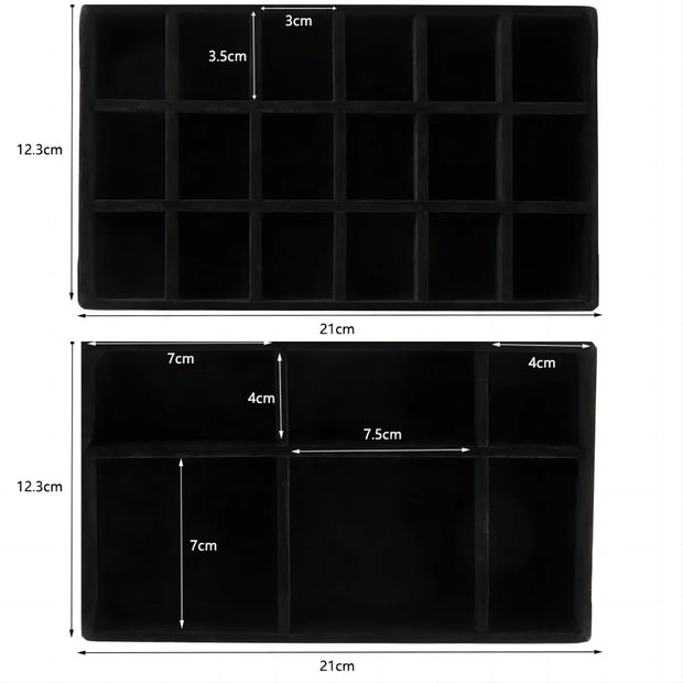 Black Jewelry Organizer Velvet Jewelry Storage Tray Display Ring Bracelet Necklace Storage Box Showcase Drawer Organizer Trays