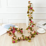 250CM Rose Artificial Flowers Christmas Garland for Home Room Wedding Decoration Spring Arch DIY Fake Plant Vine Autumn Garden