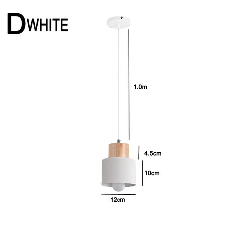Nordic LED Pendant Lights Metal Wood Chandeliers Hanging Lighting Dining Room Kitchen Bar Bedside Lights Pendant Lamps E27 Bulb