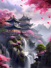 HUACAN Diamond Painting New Collection 2023 Japanese House Full Round/Square Mosaic Flower Bedroom Decoration