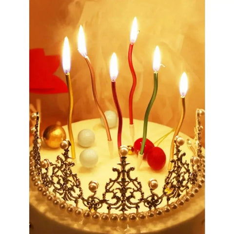 6pcs Birthday Candles Spiral Cake Candles  Long Thin Cake Candles For Wedding Party And Cake Decoration