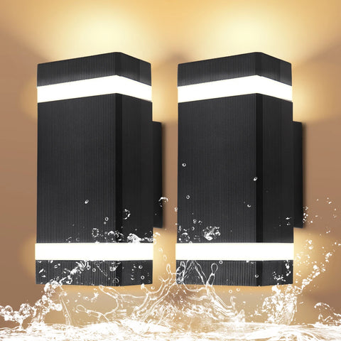 Wall Lamp Outdoor led Lights Waterproof up Down Decor Garden Lights IP65 110V 220V Outdoor Wall Light with 2PCS E27 Bulbs
