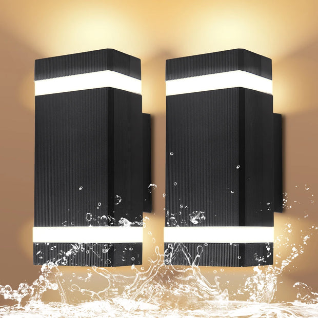 Wall Lamp Outdoor led Lights Waterproof up Down Decor Garden Lights IP65 110V 220V Outdoor Wall Light with 2PCS E27 Bulbs
