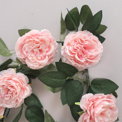 Kahaul Artificial Silk Peony Big Flowers Vine Christmas Rattan Wedding Party Wall Hanging Garland Home Garden Decoration Plant