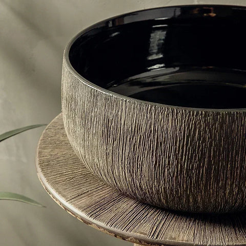 2024 new style Villa Garden outdoor wash basin ceramic wash basin small family column wash table bathroom sink black