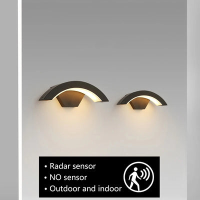 Black Modern waterproof outdoor wall lamp PIR motion sensor wall light 18W 24W Garden porch frontdoor black aluminum lamp body