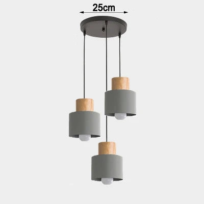 Nordic LED Pendant Lights Metal Wood Chandeliers Hanging Lighting Dining Room Kitchen Bar Bedside Lights Pendant Lamps E27 Bulb