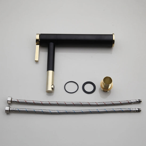Monite Hand-Paint Bowl Sink Black Ceramic Bathroom Washbasin Lavatory Basin Combine Black Painting Swivel Brass Faucet Mixer Tap