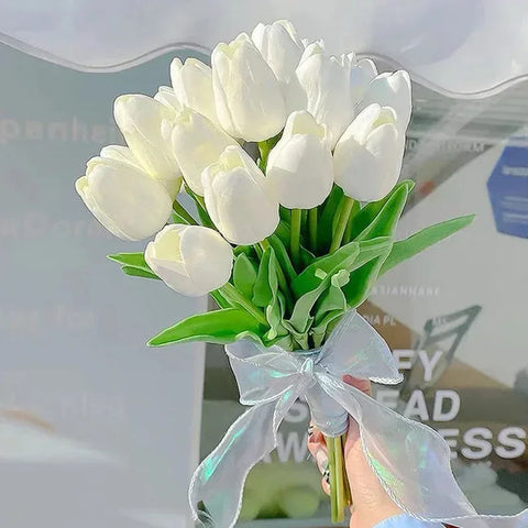 10pcs Tulip Artificial Bouquet Artificial Flower Wedding Bridal Bouquet Outdoor Home Garden Bouquet Party Vase Decorative Plant