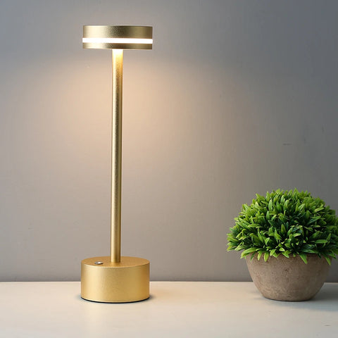 LED touch switch table lamp rechargeable aluminum lamp bedside table bedroom three-color dimming restaurant bar atmosphere lamp