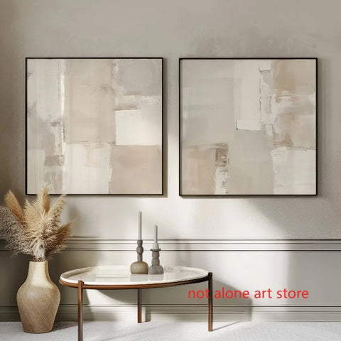 Abstract Beige Blocks Style Modern Minimalist Art Poster Canvas Painting Wall Prints Picture for Living Room Home Decor
