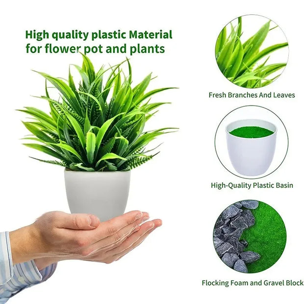 1Pcs Artificial Plants with Plastics Pots Perfect Greenery for Home DecorationsOffice Desk Living Room and Bedroom Decoration