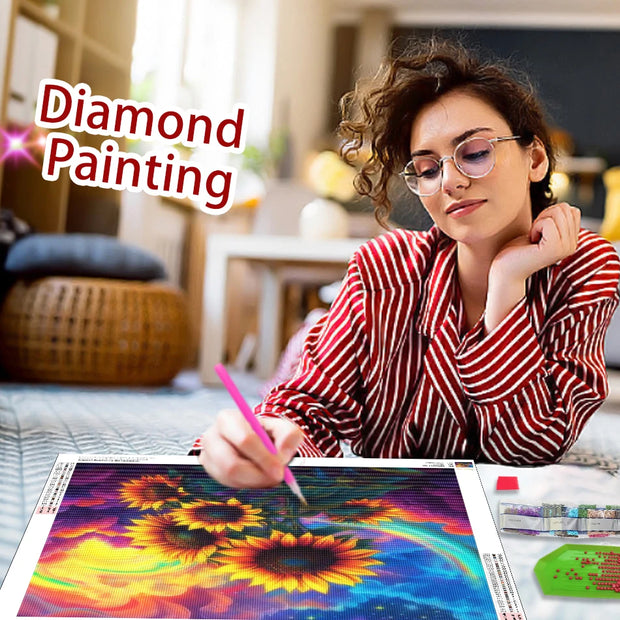 RUOPOTY DIY 5D Diamond Painting Landscape Lakeview Full Square Embroidery Kit Starry Sky Modern Friend Gift Home Decor