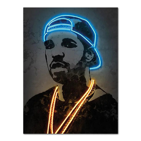 Abstract Rapper Wall Art Home Decor Poster Neon Effect Hip Hop Artist 2Pac Canvas Paint Bedroom Decoration Mural Picture Print